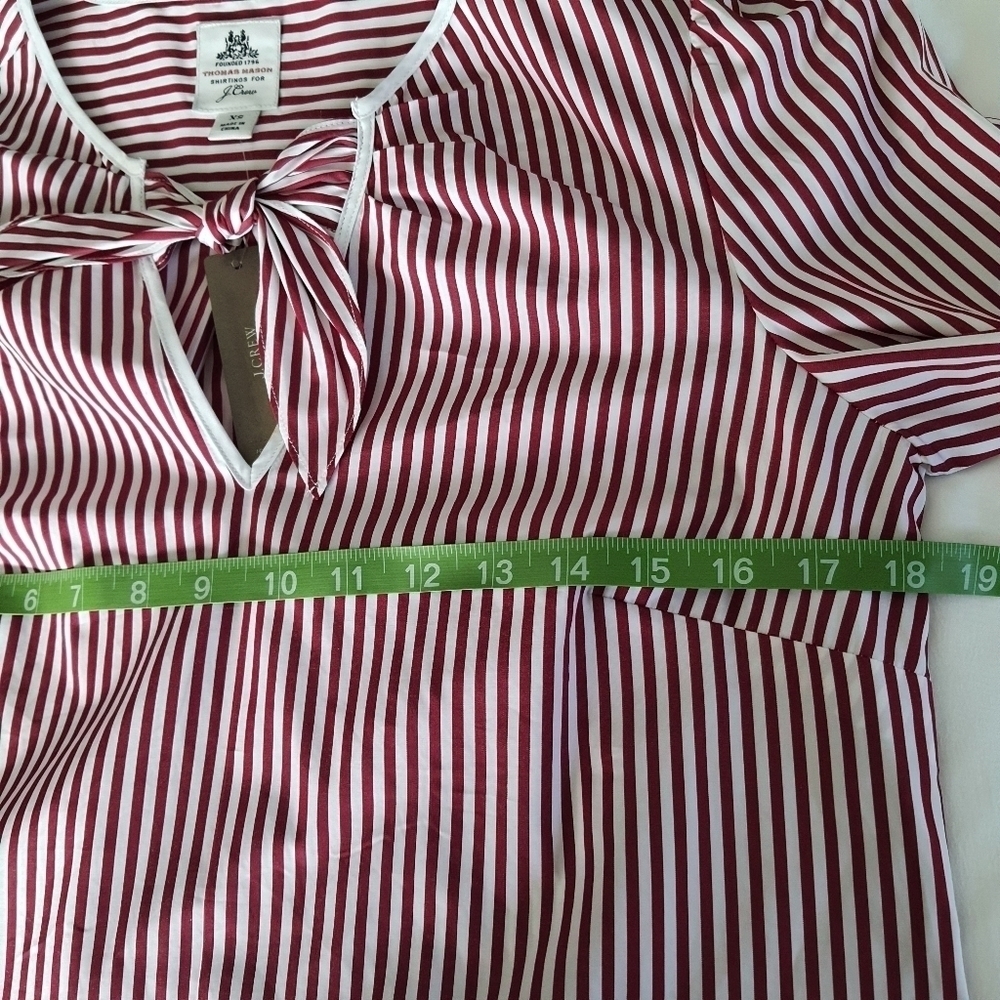 NWT J. Crew Striped Top Cotton Long Sleeve Cuffed Red White Stripe - Picture 7 of 10
